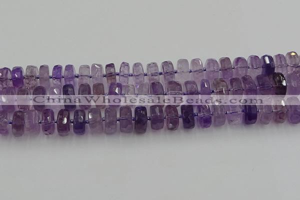 CRB567 15.5 inches 8*14mm faceted rondelle amethyst beads