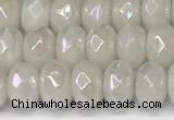 CRB5700 15 inches 5*8mm faceted rondelle AB-color white jade beads