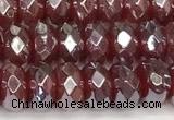 CRB5709 15 inches 5*8mm faceted rondelle AB-color red agate beads