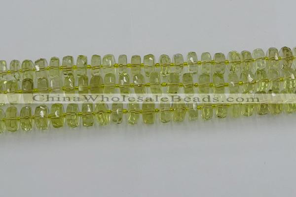 CRB574 15.5 inches 7*12mm faceted rondelle lemon quartz beads