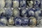 CRB5812 15 inches 4*6mm, 5*8mm faceted rondelle blue spot stone beads