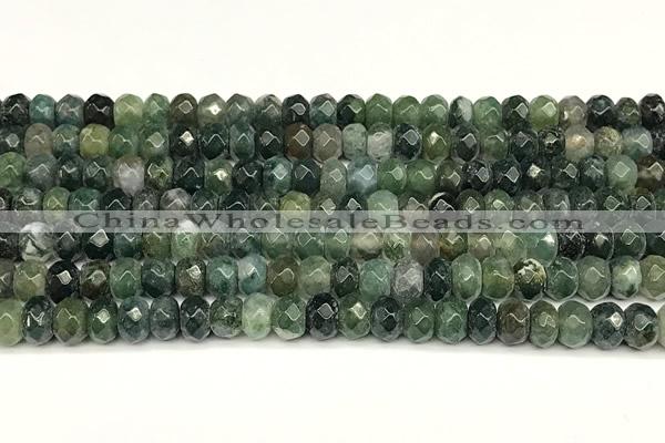 CRB5817 15 inches 4*6mm, 5*8mm faceted rondelle moss agate beads