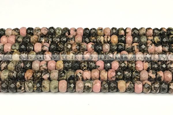 CRB5824 15 inches 4*6mm, 5*8mm, 6*10mm faceted rondelle rhodonite beads