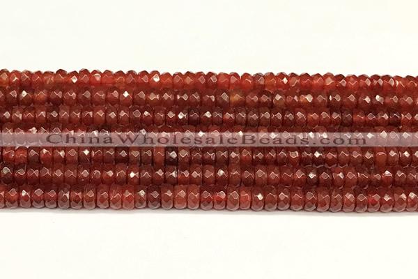CRB5831 15 inches 4*6mm, 5*8mm faceted rondelle red agate beads