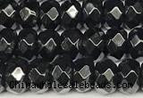 CRB5834 15 inches 4*6mm, 5*8mm faceted rondelle black agate beads