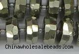 CRB601 15.5 inches 8*18mm faceted rondelle pyrite beads