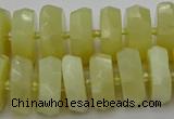 CRB609 15.5 inches 8*18mm faceted rondelle yellow opal beads