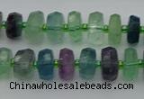 CRB614 15.5 inches 6*10mm faceted rondelle fluorite beads