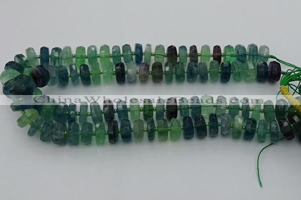 CRB617 15.5 inches 8*16mm faceted rondelle fluorite beads