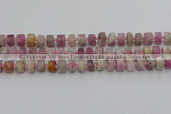 CRB658 15.5 inches 6*10mm tyre pink tourmaline gemstone beads