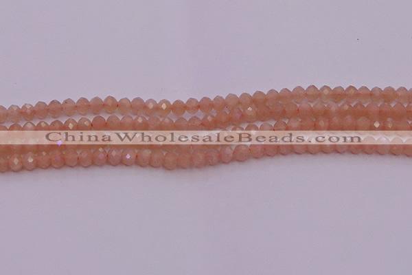 CRB714 15.5 inches 3*4mm faceted rondelle peach moonstone beads