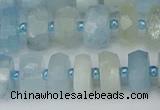 CRB802 15.5 inches 6*10mm faceted rondelle aquamarine beads