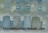 CRB803 15.5 inches 7*12mm faceted rondelle aquamarine beads