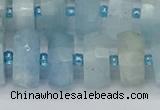 CRB804 15.5 inches 8*14mm faceted rondelle aquamarine beads