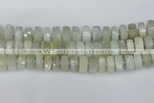 CRB814 15.5 inches 8*18mm faceted rondelle grey moonstone beads