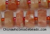 CRB819 15.5 inches 7*12mm faceted rondelle orange moonstone beads