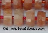 CRB820 15.5 inches 8*14mm faceted rondelle orange moonstone beads