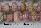 CRB834 15.5 inches 6*10mm faceted rondelle rhodochrosite beads