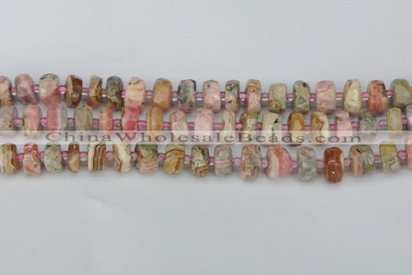 CRB835 15.5 inches 7*12mm faceted rondelle rhodochrosite beads