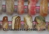 CRB836 15.5 inches 8*14mm faceted rondelle rhodochrosite beads