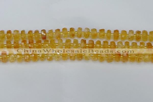CRB842 15.5 inches 6*10mm faceted rondelle citrine beads