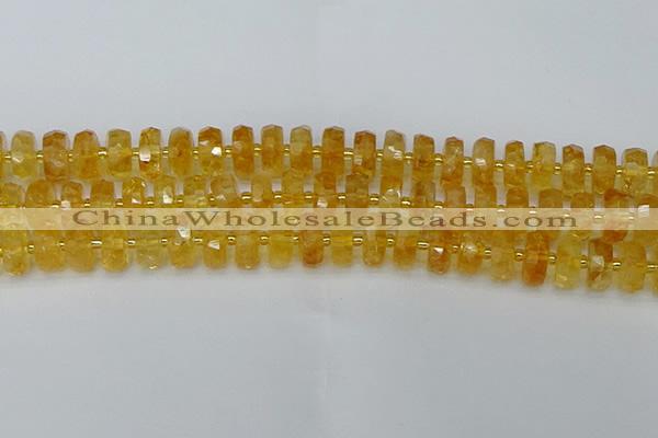 CRB844 15.5 inches 8*14mm faceted rondelle citrine beads