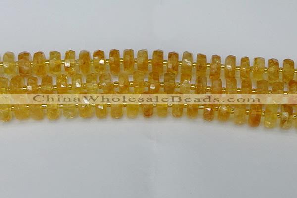 CRB845 15.5 inches 8*16mm faceted rondelle citrine beads