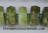 CRB854 15.5 inches 8*18mm faceted rondelle green garnet beads