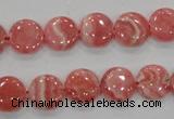CRC106 15.5 inches 12mm flat round natural argentina rhodochrosite beads