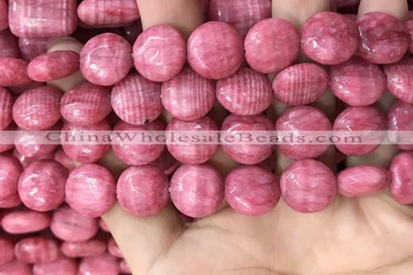 CRC1062 15.5 inches 14mm flat round rhodochrosite beads