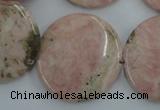 CRC158 15.5 inches 30mm flat round Argentina rhodochrosite beads