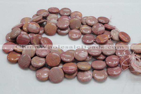 CRC74 15.5 inches 20mm flat round rhodochrosite gemstone beads