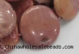 CRC76 15.5 inches 30mm flat round rhodochrosite gemstone beads