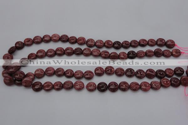 CRC813 15.5 inches 10mm flat round Brazilian rhodochrosite beads