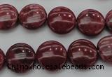 CRC815 15.5 inches 14mm flat round Brazilian rhodochrosite beads