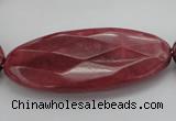 CRC862 15.5 inches 25*50mm faceted oval Brazilian rhodochrosite beads