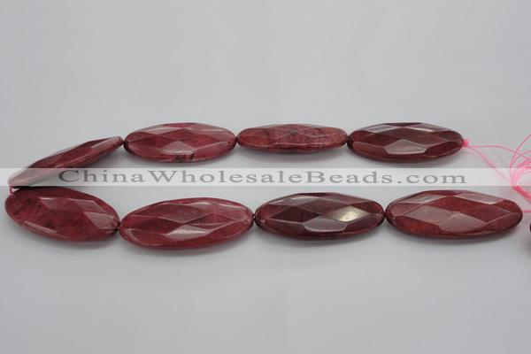 CRC862 15.5 inches 25*50mm faceted oval Brazilian rhodochrosite beads