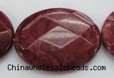 CRC863 15.5 inches 30*40mm faceted oval Brazilian rhodochrosite beads