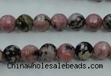 CRD12 15.5 inches 8mm faceted round rhodonite gemstone beads