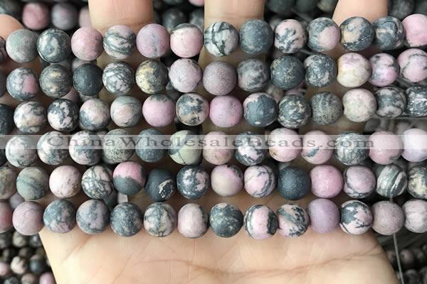 CRD32 15.5 inches 8mm round matte rhodonite beads wholesale