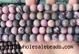 CRD33 15.5 inches 10mm round matte rhodonite beads wholesale