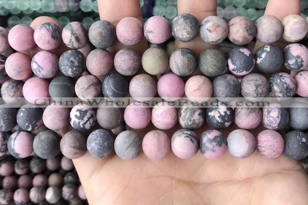 CRD33 15.5 inches 10mm round matte rhodonite beads wholesale