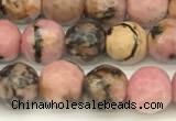 CRD360 15 inches 6mm faceted round rhodonite beads wholesale