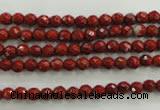 CRE151 15.5 inches 4mm faceted round red jasper beads wholesale