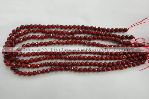 CRE152 15.5 inches 6mm faceted round red jasper beads wholesale