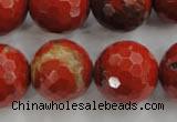 CRE159 15.5 inches 20mm faceted round red jasper beads wholesale