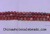 CRE164 15.5 inches 12mm round matte red jasper beads