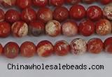 CRE330 15.5 inches 4mm faceted round red jasper beads