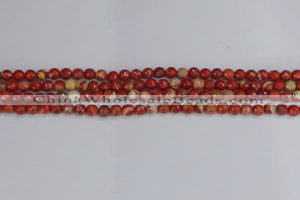 CRE330 15.5 inches 4mm faceted round red jasper beads