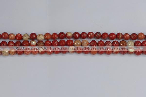 CRE331 15.5 inches 6mm faceted round red jasper beads